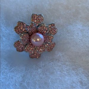 Pink and pearl costume ring